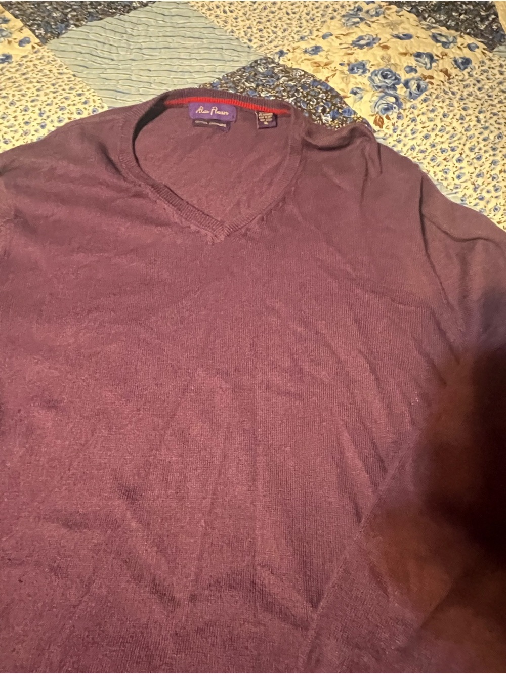 Alan Flusser Men’s XL Purple Cashmere Cotton Sweater